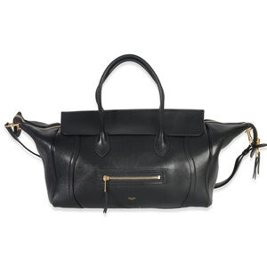 Celine Black Supple Shiny Lambskin Medium New Luggage
